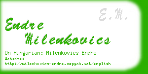 endre milenkovics business card